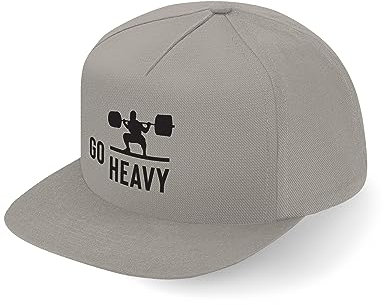 Lauthings Go Heavy Träning Tyngdlyftning Knäböj Fullcap Konst Platt Bill Snapback Keps, Grå, one size