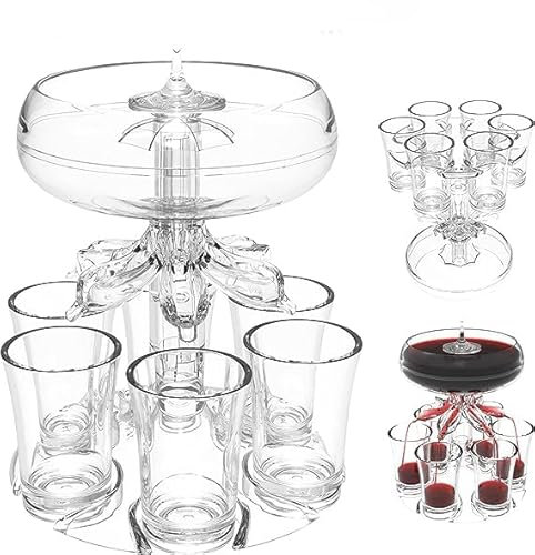 Stronrive 6 Shot Glass Dispenser and Holder, Drink Dispenser, Drinks Tipple Cocktail Beer Dispenser, Acrylic Touchless Shot Pourer for Juice Spirits Cider Whiskey Cocktail, Fun Bar Accessories Home