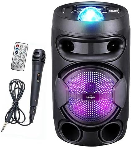 Mini enceinte mobile avec batterie intégrée INOVALLEY KA02 BOWL 400W, USB TWS, RADIO FM, Karaoké Enfant Lumineux LED