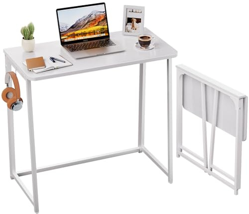 WOHOMO Folding Desk, 80cm Small Foldable Computer Table, White