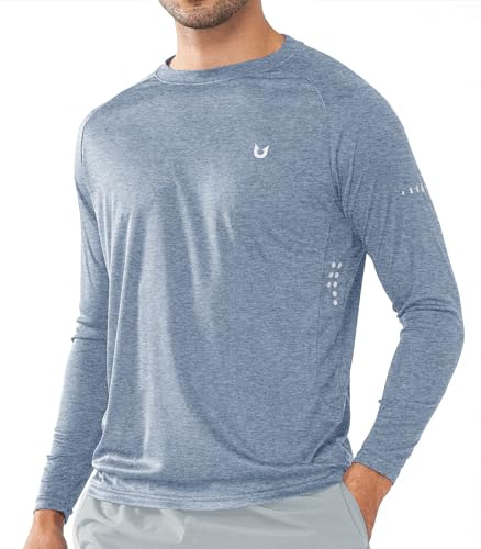 NORTHYARD Men's Sun Protection Shirts UPF 50+ Long Sleeve Swim Rash Guard Shirt Running Workout Athletic Hiking UV Fishing BLUEHEATHER M