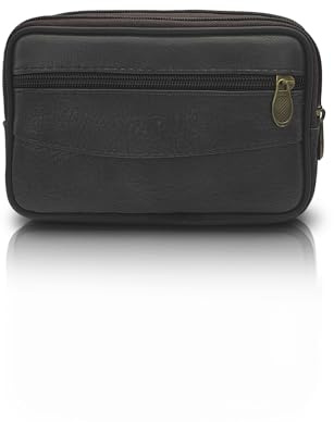 WisePoint Belt Pouch for Men, Waterproof Mobile Phone Belt Pouch Cell Phone Pouch with Metal Zipper, Multifuctional Hiking Waist Bag for Mobile Phone, Car Key, Card Case (Dark Brown)