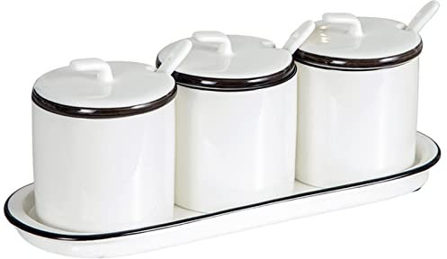 OUSIKA Azucarero, bote de condimento, azucarero doméstico con cuchara, recipiente de azúcar de color sólido, tarros de especias de porcelana, azucarero con tapa conveniente-rosa-250 ml (color: rosa (c