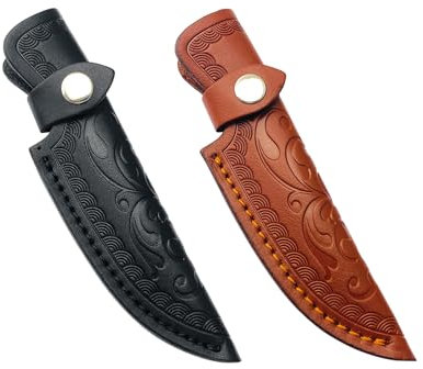 YHZNAGEM 2PCS Messerscheide Leder Messertasche Fixed Blade Messer Scheide für Jagd Freizeit Küche 15cm (Schwarz+Braun)