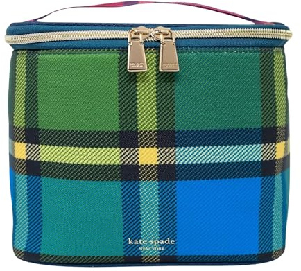 kate spade new york Insulated Lunch Tote, Small Lunch Cooler, Cute Lunch Bag for Women, Thermal Bag with Double Zipper Close and Carrying Handle, Grand Plaid Duo