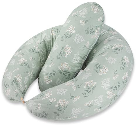 Chilling Home Cuscino da allattamento 2 in 1, XXL, per gravidanza, per bambini, con cuscino interno e federa per allattamento, per gravidanza, colore verde