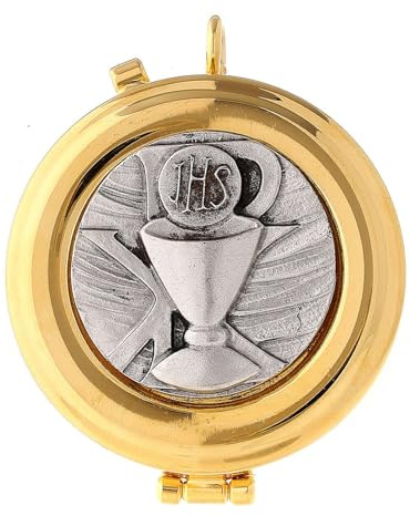 Holyart Custode à hosties Calice JHS Chi-Rho étain d. 5 cm