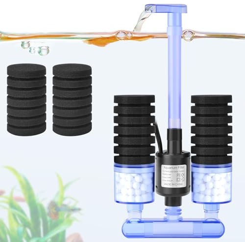 FEDOUR Aquarium Schwammfilter mit Wasserpumpe, Leiser elektrischer biochemischer Aquarienfilter, Aquarium Innenfilter, für bis zu 120L Fisch, Schildkröten und Garnelen Aquarium