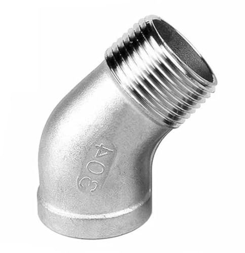 JNHGSHUAISDF Plumbing fittings Stainless Steel Fittings, 1/4 3/8 1/2 3/4 1 1-1/4 1-1/2 2 3 4 Female to Male 45 Degree Elbow Connector Coupler 304 Stainless Pipe Fitting, 1PCS(4 Inch)