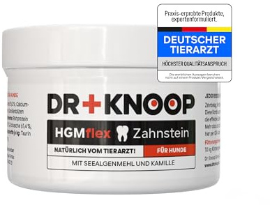 Hund Zahnsteinpulver bei Maulgeruch, Pulver mit Seealge & Kamille, einfacher als Zähneputzen - HGMflex Zahnstein 100g - von Tierarzt Dr. Knoop