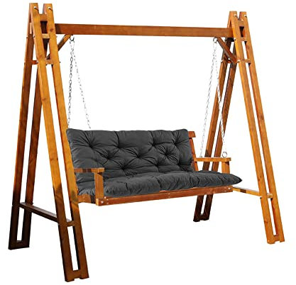 Outdoor-Schaukelbank-Kissen-Set, dicke Sitz- und Rückenlehnenkissen, 2-Sitzer, 3-Sitzer, Gartenbank, lange Sofa-Liegematte, Indoor/Outdoor, Terrassenmöbel, Dunkelgrau, 120 x 100 x 8 cm