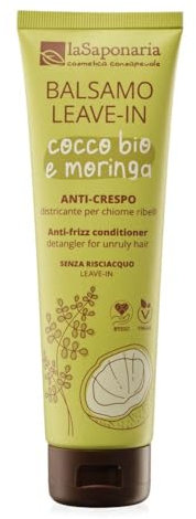 La Saponaria | Balsamo leave-in Anti-crespo, Formula potenziata, Districante per chiome ribelli con Cocco bio e Moringa, Adatto a tutte le chiome, Contrasta il crespo, districa e dona morbidezza
