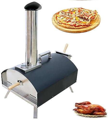 Forno a legna e gas per pizza da esterno con pietra per pizza, borsa portaoggetti e vassoio per scorie a legna, forno per pizza all'aperto multi-combustibile per feste, campeggio, pesca, barbecue,