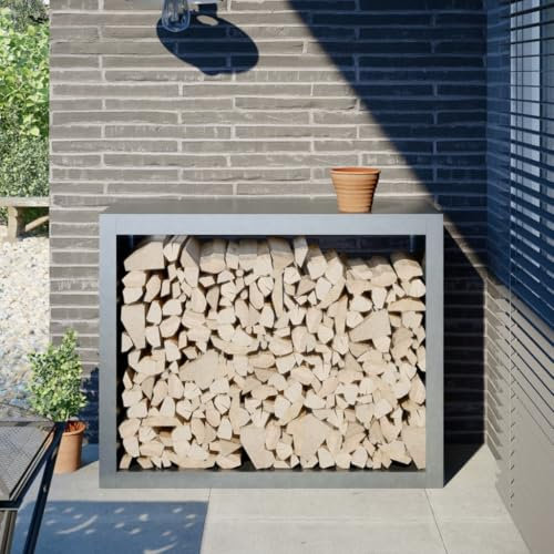 Xichuzi Brennholzregal 100x40x80 cm Verzinkter Stahl, Kaminholzregal Aussen, Holzstapelhilfe, Carport, Sichtschutz Garten, Kaminholzregale - 850980
