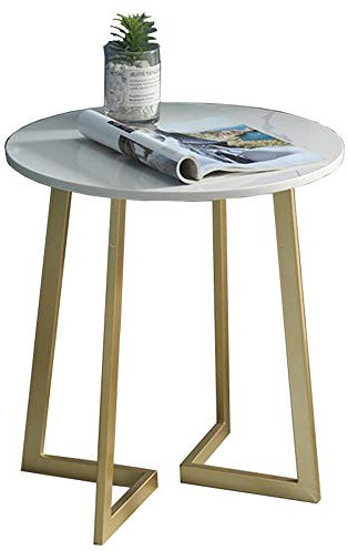 MEILISHAOMEI Nordischer Balkon-Beistelltisch aus Marmor, Kleiner runder Tisch, Wohnzimmer-Telefontisch, Couchtisch, Gold, 15,7 x 21,6 Zoll