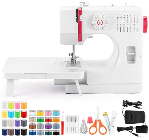 Nähmaschine, Mini tragbare Nähmaschine mit 14 Arten von Stichen, elektrische Nähmaschine für Anfänger, Dual Use Electric Foot Pedal, Ideal für Kleidung, Kissenbezüge, Laken