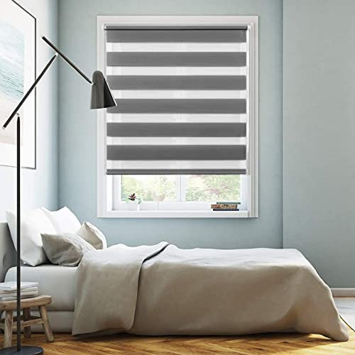 Doppelrollo lichtdurchlässig oder verdunkelnd 75x280 cm für Bad oder Büro Dunkelgrau