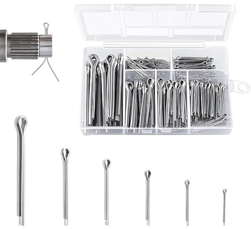 Splinte Sortiment, 260 Stück Edelstahl Splinte Sortiment, In 6 Verschiedenen Größen(M1,M2,M2.5,M3,M4,M5), Splinte Sortiment mit Sortimentskasten, Federsplinte, Für Autos, Wohnmobile, Gartengeräte