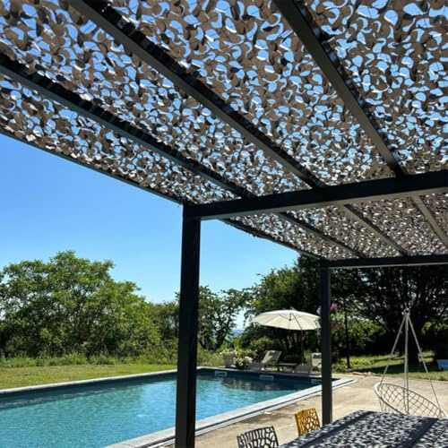 Red de camuflaje militar reforzada gris | alta gama | protección solar y vela de sombreado anti-UV terraza pérgola jardín caza airsoft cortina deco resistente durable 3x4 3x5 4x4 3x4 3x3