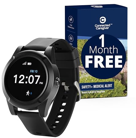 Connected Caregiver Safety+ 4G Medical Alert System for Seniors: Smart Watch, Fall Detection, 24/7 Monitor, WiFi Locate, SOS Button, Small, Lightweight, (Call to Activate)