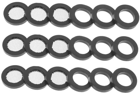 SOIMISS 20pcs Black Hose Washers and Gasket Set with Filter Mesh for Shower Head and Water Hose Repair, Rubber Seal Rings for Household Hot Water Systems