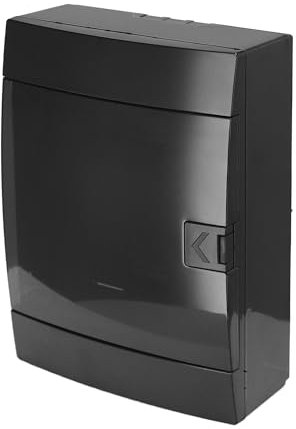 Quadro Elettrico da Parete 2 File per 16 Moduli 110x215x290,5 mm IP40 – Nero Scatola di Distribuzione in ABS – Centralino per Impianti Elettrici da Interno – Horoz Electric