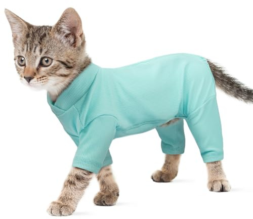 Cat Jumper, Shirt Soft Cat Apparel Body Suit after Surgery Help Recover from Surgeries or Injuries, Provide Comfort and Warmth(Blue, S)