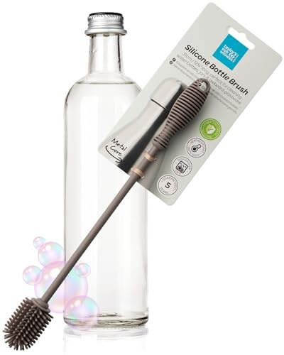 Taylor's Eye Witness 31cm Silicone Bottle Brush – Long Handle Cleaner for Water, Baby & Sports Bottles, Vases, Cups, Glassware – Thick Bristles for Narrow Necks – Grey