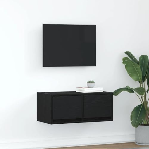 Canditree TV-Schrank Hängend mit 2 Schubladen, 60 cm TV-Hängeschrank TV Lowboard Hängend für Wohnzimmer (Schwarz Eichen-Optik)