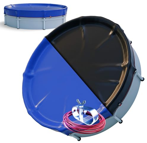 Arebos® Cubierta para Piscina Redonda Ø 460 cm | Lona Solar 2 en 1 de PE 200g/m² | Apta para Piscinas Ø 366–400 cm