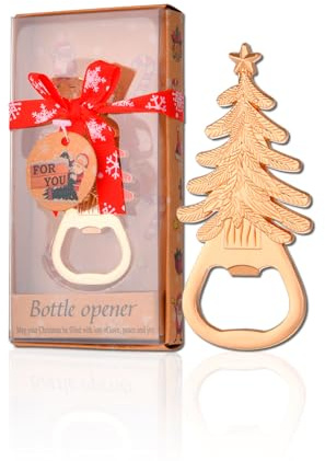 Apribottiglie per birra natalizia, regalo di Natale, apribottiglie per albero di Natale, da uomo, per regalo, contenuto di Natale, per colleghi divertenti, divertenti (oro)