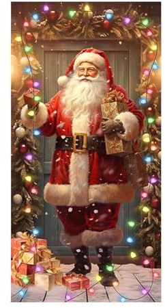 Generisch Weihnachtsdeko Türabdeckung 90x180cm – Christmas Door Banner für Weihnachtsdekoration, Stoff Türbezug für Weihnachten Party, Schule, Familie Indoor Outdoor Tür Deko