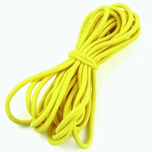 Cordón elástico de colores de 5 mm para el pelo, ropa, cordones elásticos, cordones de zapatos, goma elástica (70 unidades, amarillo, 5 mm, 5 metros)