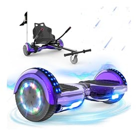RCB Hoverkart Gyropode Hoverboard Kart pour Enfant et Adulte, Overboard et Kart avec Bluetooth-Musique/LED-Roue Clignotante, Hoverboards Cadeau pour Enfants
