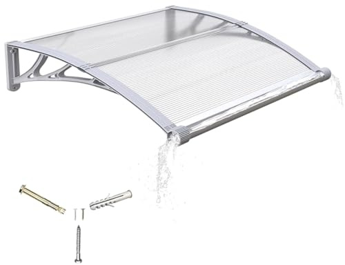 Pensilina Tettoia da Esterno Tenda Da Sole per Ingresso, Tettoia Esterna per Finestra per Patio, Vetrine, Garage, Protezione Da Pioggia, Raggi UV e Neve, Staffa In ABS(60x100cm/23.6x39.4in)