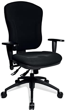Topstar Wellpoint 30 SY, ergonomischer Bürostuhl, Schreibtischstuhl, Muldensitz, inkl. Armlehnen, Bezug schwarz, 113 x 56 x 45