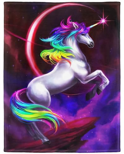 YISUMEI Decke 100x150 cm Kuscheldecken Sanft Flanell Weich Fleecedecke Bettüberwurf Einhorn Traum