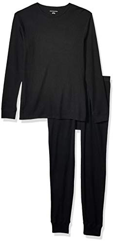 Amazon Essentials Men's Thermal Waffle Knit Long Johns Underwear Set for Cold Weather, Black, Small