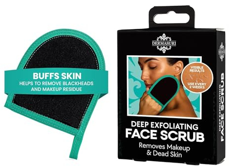 Dermasuri Deep Exfoliating Face Scrub - Korean Exfoliating Mitt for Shower & Dry Use - Face Exfoliator Glove - Removes Dead Skin & Dry Patches - Facial Stocking Stuffer Gifts for Women & Men - 1 Pack