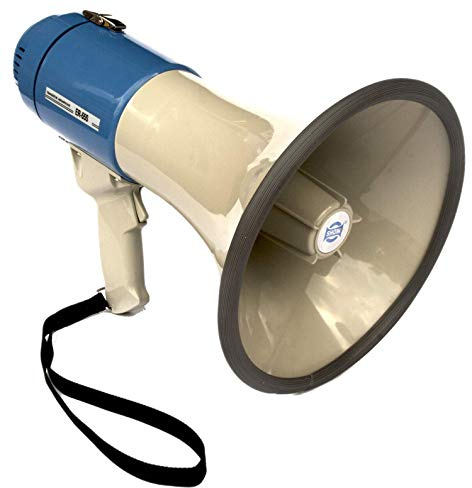 Kemp USA 25 Watt Megaphone with Siren 800 Yard Sound Projection Anti Howling Microphone Rugged ABS Construction Battery Operated Loudspeaker for Outdoor Events Crowd Control