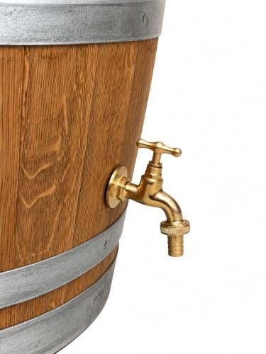 Fass-Schmiede Regentonne Regenfass Weinfass Holzfass Tonne (225 Liter mit Hahn, geölt)