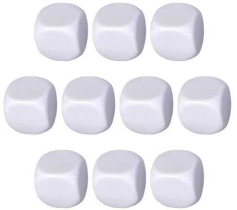 Cubi di dadi vuoti, dadi acrilici vuoti - 10 cubetti di dadi bianchi acrilici arrotondati - Dadi vuoti cancellabili a secco per materiale scolastico per l'insegnamento della matematica in aula di gioc