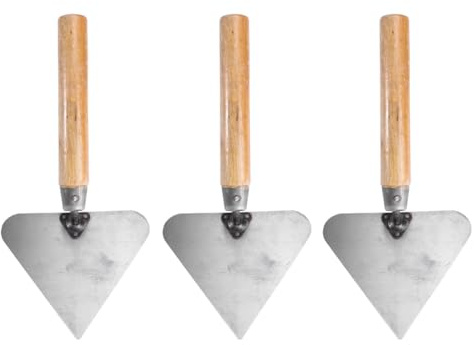 jojofuny Paleta De Albañilería 3 Piezas Acero Inoxidable Mango De Madera Ergonómico Herramienta Para Enlucir y Nivelar Adecuado Para Trabajos De Mampostería