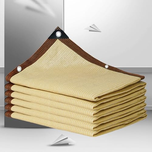 KSQP Telo Ombreggiante Occhiellato 4x5 5x10 Traspirante Vela Ombreggiante Rettangolare Telo Ombra Ombreggiante Tenda A Vela Protezione UV 95% Traspirante Raffreddamento Reti Giardino,beige-5x8m