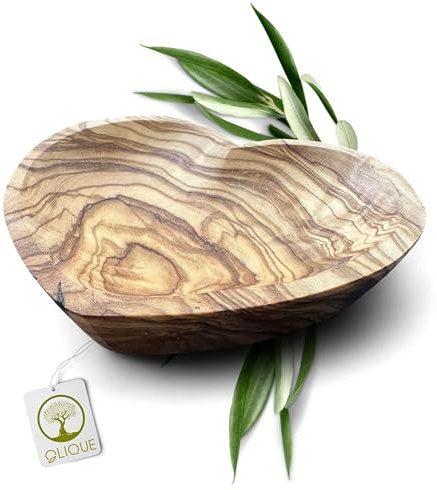 Ringkissen Hochzeit aus Olivenholz - Handgemachte Holzschale in Herzform