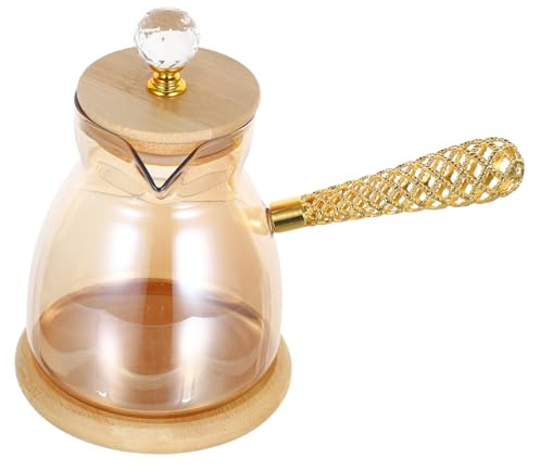 LIFKOME Caffettiera Turca in Vetro con Laterale per Latte e Acqua Riscaldatore per per Espresso e Greco Design Elegante e Ergonomico