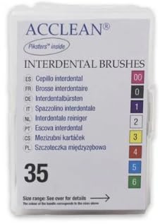 acclean interdentalborstar grå storlek 0-0,6 mm mycket fina, vinklade knutborstar 35 tum förpackning