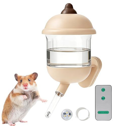 Bottiglia D'Acqua Per Piccoli Animali | Bevitore Magnetico Antigoccia da 170ml,Bottiglia per Furetti Senza Gocciolamento con Notturne a Telecomando,Per Gabbia Per Criceti E Cincillà