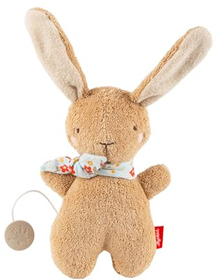 sigikid Hase Spieluhr Baby Kuscheltier Musik Einschlafhilfe Geschenk Baby | Mini Baby Spieluhr Hase in Braun aus Baumwollfrottee – kompakter, kuscheliger Einschlafbegleiter mit klassischem Wiegenlied
