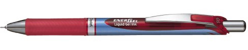 Pentel BLN75-B Gel-Tintenroller EnerGel mit Druckmechanik und Nadelspitze 0,5 mm 12 Stück, rot